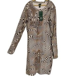 Wild fable bodycon dress long sleeve brown stripe size XS NEW